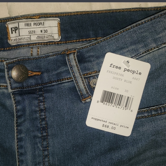 Free People Gummy High Rise Roller skinny cropped stretch Jeans dusty blue - Picture 13 of 16